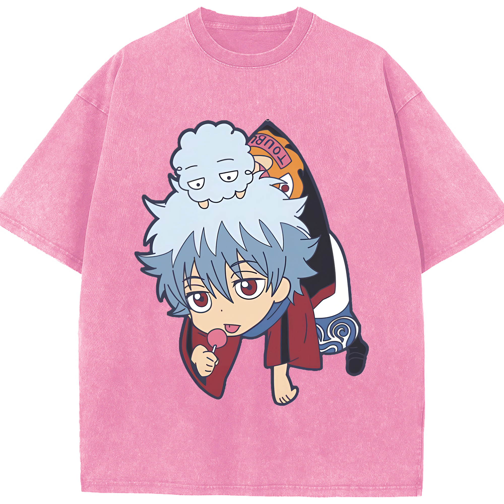 （画像用） ぎんたま 坂田銀時（さかたぎんとき） 神楽 志村新八（しむら しんぱち） GINTAMA Sakata Gintoki Kagura Shimura Shinpachi 綿100% ヴィンテージ風 半袖Tシャツ（フロントプリント）